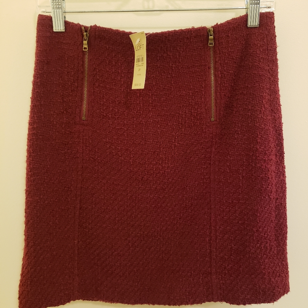 LOFT burgundy tweed skirt